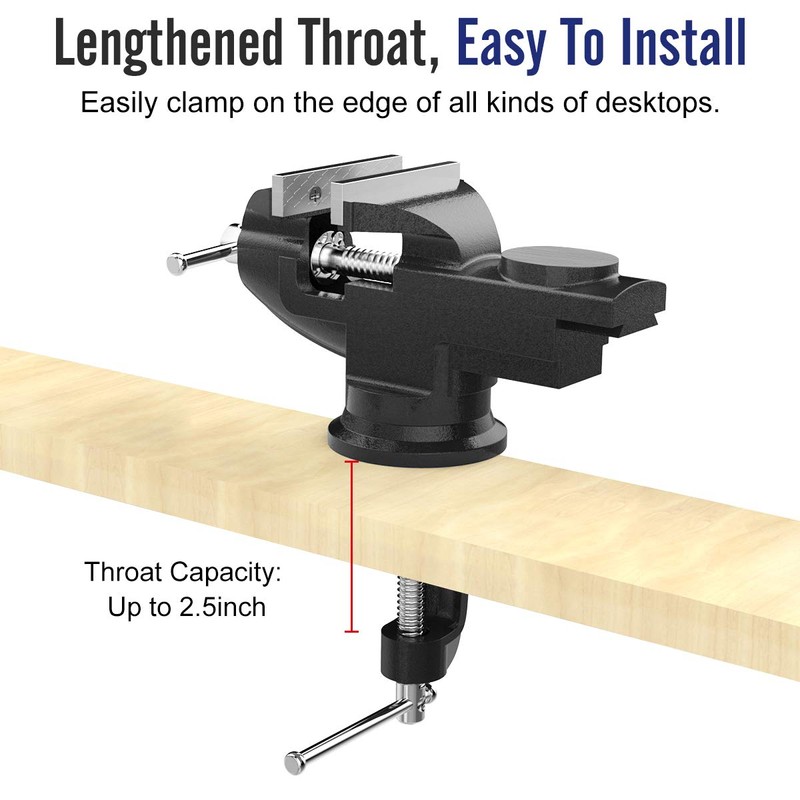Housolution 3 Inch Universal Swivel Base Table Vise, 360°Rotating Bench