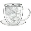 Creano Double Walled Coffee Glasses with Handle & Saucer 250ml