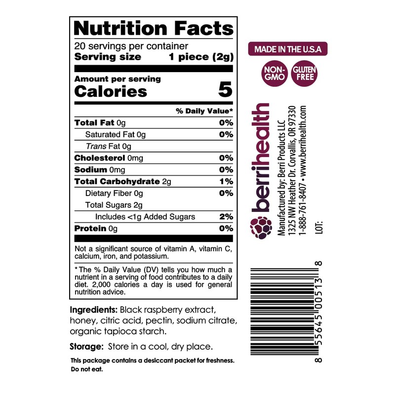 BerriHealth Black Raspberry Gummies - Made with Oregon Black Raspberries