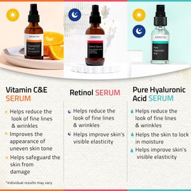 YEOUTH YEOUTH Skin Care Set: Hyaluronic Acid Serum for Face, Retinol Serum for Face and Vitamin C, Skincare Set Targets Appearance of Uneven Skin Tone and Dryness 3x1 oz