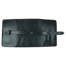Hide & Drink, Double Pipe Pouch Handmade from Full Grain Leather (Charcoal Black)