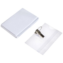 VELOFLEX 2014100 - Namensschild Velocard 90 x 57 mm, mit Clip und Nadel, 25er Packung, glänzend transparent