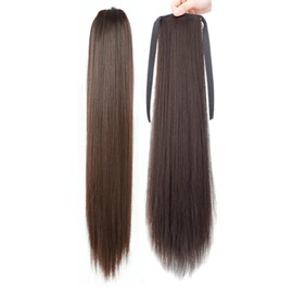 20 Inches Strap Ponytail Wig,Long Straight Fake Pony Tail Natural Fake Ponytails Piece (Dark Brown)