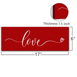 Loomarte Love Sign Wall Art Romantic Girly Bedroom Decor Love Letter Canvas Wall Plaque Sign for Wedding Home Engagement Party Decorations Red Home Décor Sign for Anniversary Valentine's Day 17"x6"