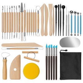 Amrules Clay Tools Kit, 43 PCS Pottery Tools, Practical Polymer Clay Sculpting Tools Kit, Air Dry Clay Tools Set for Beginner, Adults, Pottery Craft, Carving, Drawing, Molding, Modeling, Shaping