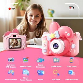 Children's Camera, Sheewey Children's Camera 1080P 2.0 Inch Screen Camera Children with 32GB Card Selfie Digital Camera Children for 3-12 Years