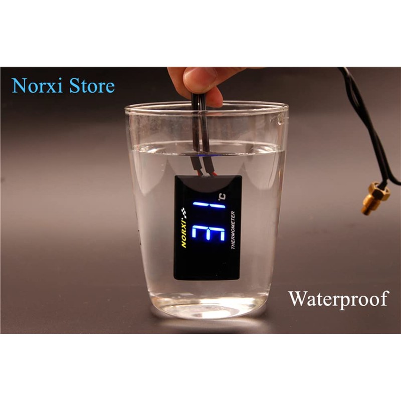 Motorcycle Water Temp Gauge Celsius Display 0~120C Over-Temperature Alert, Universal