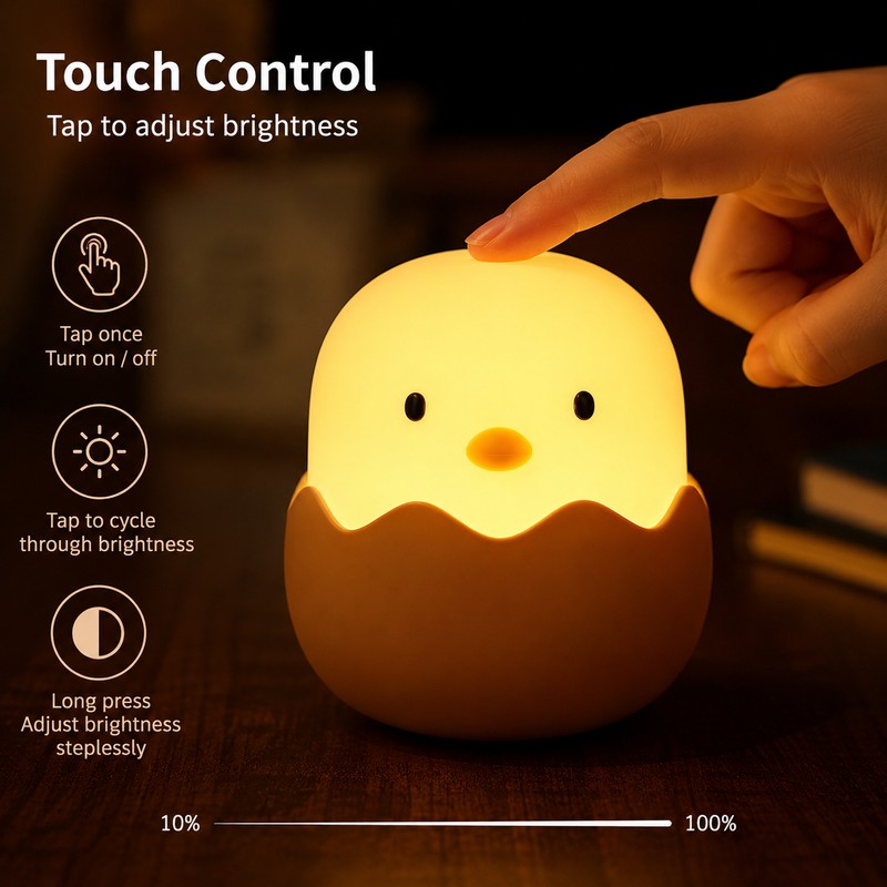 Rechargeable Chicken Night Light for Kids – Cute Touch LED
