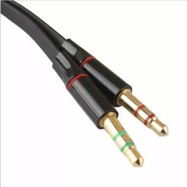 Cater2you Headset Splitter 3.5mm Jack Dual Male Adapter Mic and Audio Headphone Gold