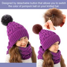 DIY Kunstpelz Pom Poms Ball mit Druckknopf Abnehmbarer Flauschiger Pompon für Strickmützen Schuhe Schals Tasche Zubehör (Bliebte Mischfarben, 16)