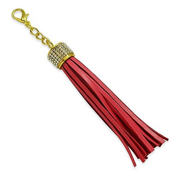 Expo International Joyce Rhinestone Leather Like Tassel Charm w/Lobster Clasp