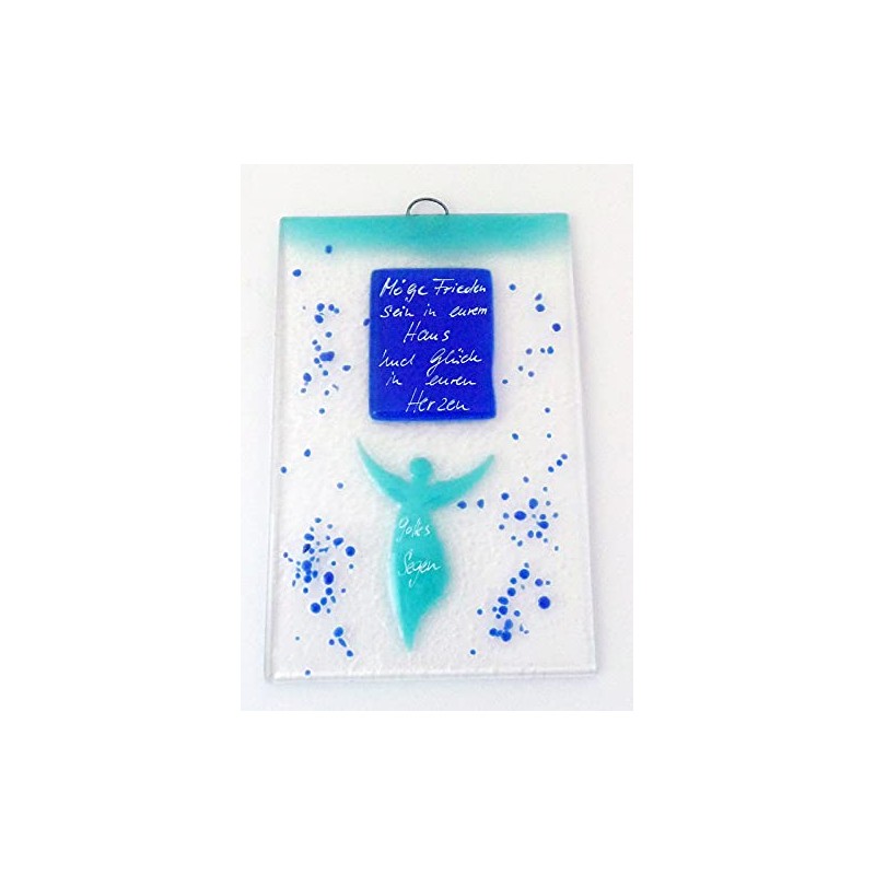 Relief Angel Glass Plate Blue Approx. 15 x 10 cm