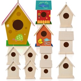 Wood Bird House Craft Wood Bird House Kit DIY Wooden Birdhouse Build and Paint Birdhouse Unfinished Bird Houses Wooden Arts for Girls Boys to Build and Paint 3 Sizes (12)