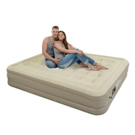 Yxbsalal Air Mattresses with Built in Pump, Fast Inflation/Deflation Inflatable Mattress, Foldable Bed for Home, Camping & Guests, 16in Bed Height, 992lb Weight Capacity, Coffee, Queen Size