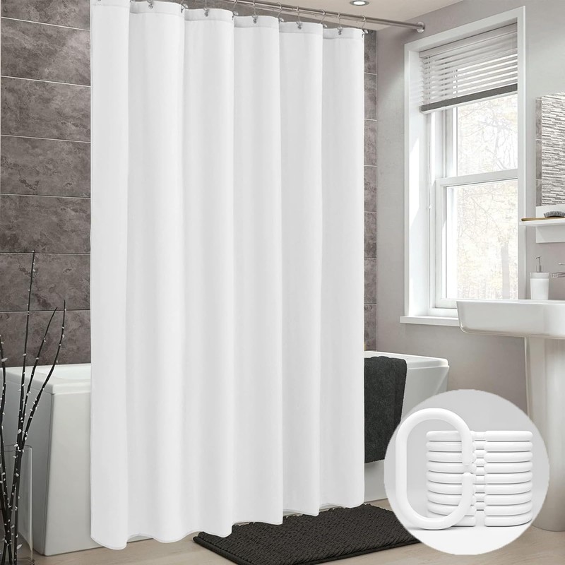 ANAZOZ 47In Width Shower Curtain,Shower Curtains White Solid Color Shower