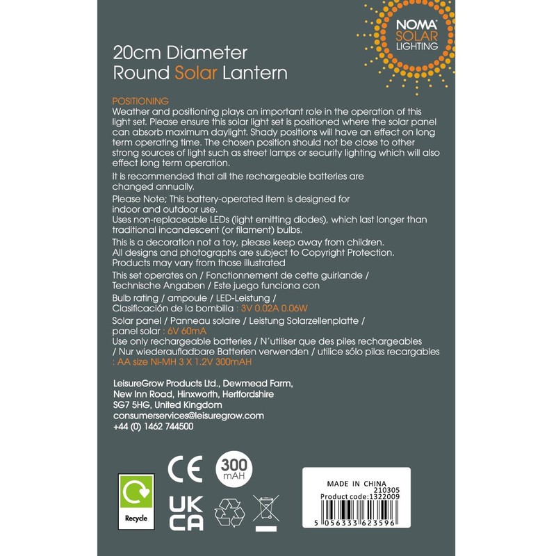 NOMA Solar Mandarin Lantern, Round with Tassels, 20 cm, White