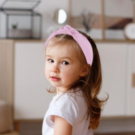 Melbelia Knotted Headbands for Girls Non Slip Toddler Girl Square Headband Kids Wide Top Knot Head Bands Mommy and Me Fashion Hairband Womens Turban Hair Accessories(Pink & Blue,2Pcs)