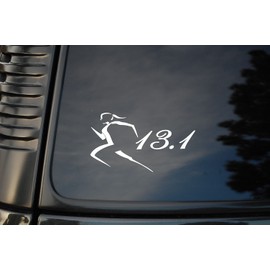 13.1 Half Marathon Girl Womens (V2) Vinyl Sticker Decal Window Jogging Running Choose Color and Size (6" x 3.5", White)