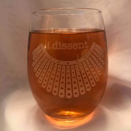 I DISSENT Ruth Bader Ginsburg Notorious RBG Stemless Wine Glass Womens Rights Feminist Supreme Court Justice Engraved 21 oz
