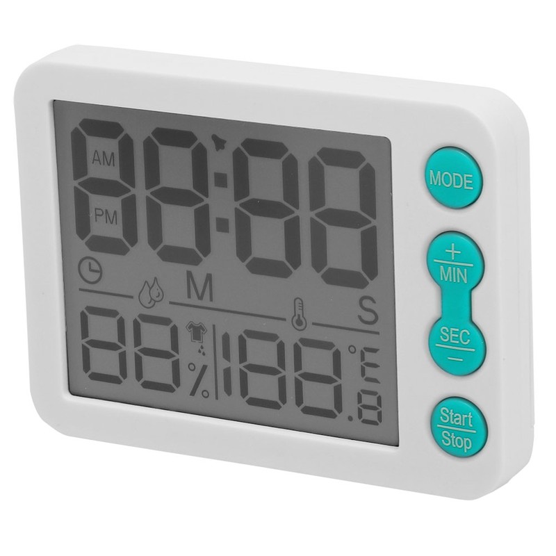 TS‑9606 Multifunctional Indoor Thermometer Hygrometer Clock Temperature and Humidity MeterWhite