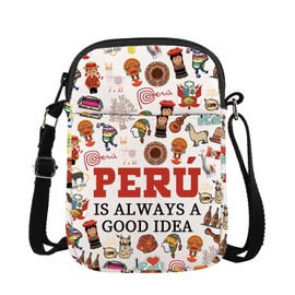 FUNYSO Peru Is Always A Good Idea Gift Peru Travel Gift Peru Alpaca Lover Kola Love Gift Peru Cusco Travel Crossbody Bag (PERU cb UK)