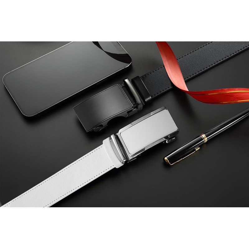 YOORAN Men's Belt Ratchet Leather Belt Automatic for Suit Business