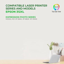 TCT Remanufactured Ink Cartridge Replacement for Epson 312XL T312XL120 Black High Yield Works with Epson Expression Photo XP-8500, HD XP-15000 Printers (500 Pages) - 2 Pack