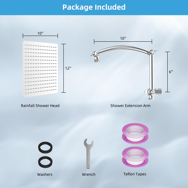 Hibbent All Metal cUPC Certified Rain Shower Head, 12'' High