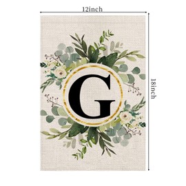 LUTER Monogram Letter G Garden Flag, 12x18 Inch Floral Garden Flag Garden Letter Flags Burlap Flag Family Last Name for Outside, Yard, Patios, Lawns, Gardens