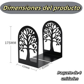 Lovgrin Sujetador de Libros Metal, 4 Piezas Bookends Antideslizante para estantes, Sujetalibros Resistentes para Evitar Que los Libros vuelquen, Sostenedor de Libros Decorativos para Oficina, Escuela