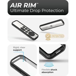 TotalMount Air Rim Case for Apple TV Remotes – Slim, Hybrid Black Perimeter Cover & Clear Back Remote Case with Ultimate Drop Protection