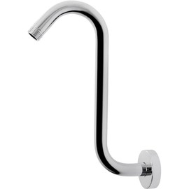 S Shaped Shower Head Riser Pipe, Shower Head Extender Arm with Flange, Standard 1/2" Connection Bathroom Accessory(Chrome)