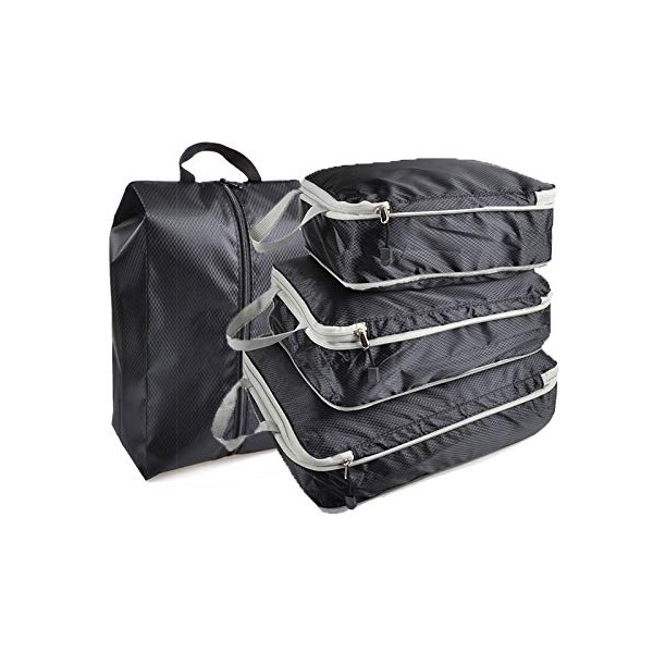 Enjour 4 Sets Compression Packing Cubes, Luggage Organizer Bags for