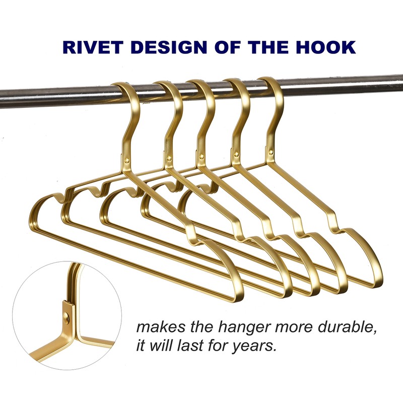 Amber Home 20 Pack Premium Matte Gold Aluminum Coat Hangers,