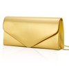 Larcenciel Clutch Purse for Women, Metallic Gold Leather Evening Bag