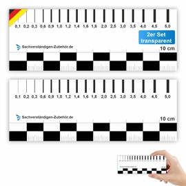 Sachverständigen-Accessoires® Crack Monitor as [Transparent Crack Card] Set of 2 | Measuring Gauge | Gap Measure Crack Ruler Crack Width Gauge | Crack Width Ruler | Crack Ruler | Expert
