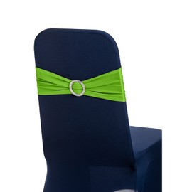 Trimming Shop Sage Green Spandex Chair Band with Slider Buckle, Stretchy Fabric Chair Band Sash, Elastic Wedding Chair Cover Band, Chair Decoration Party, Reception, Banquet, 100pcs