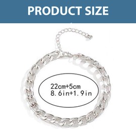 ZUWIJEQ 1 Satz Fußkettchen für Damen, Silber Fußkettchen für Damen - Doppelte Fußkette für Frauen - zierliche Fußkettchen mit geschichteten kubanischen Gliederketten - Fußschmuck in Silber