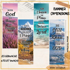 Moukeren 4 Pcs Easter Church Banners with Scripture Religious Porch Banners Backdrops for Sanctuary Wall Worship Bible Verse Christian Praise Hanging Signs Church Decor(Scripture)