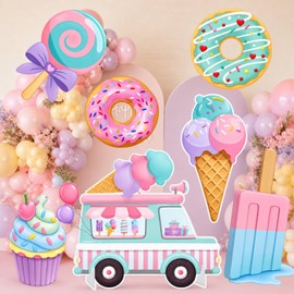Fiwochic 7 Pcs Large Candyland Party Decorations with Stands, Dessert Props