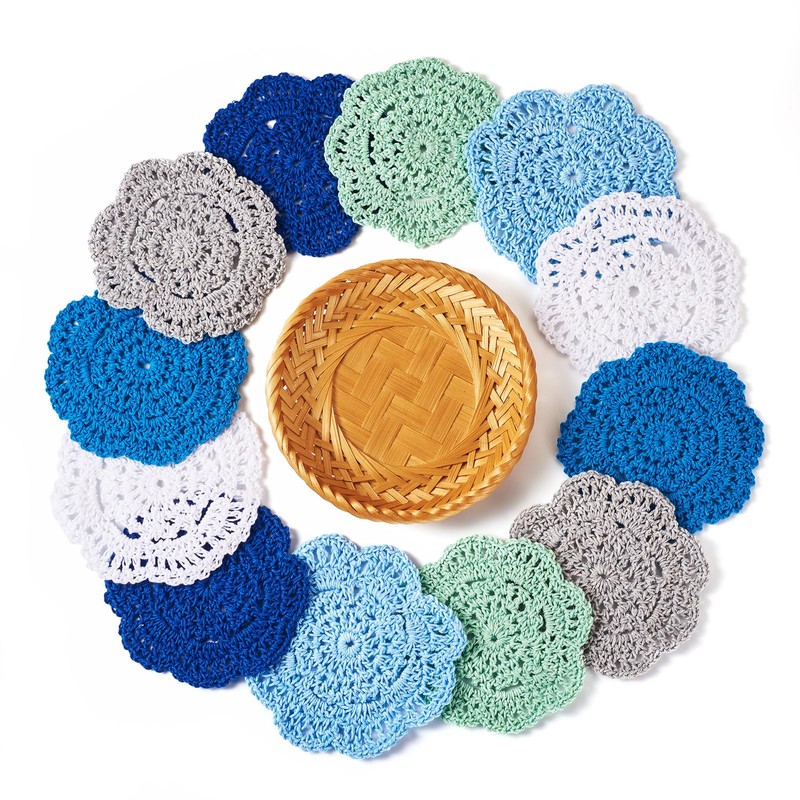 Handship 4 Inch Winter Crochet Lace Coasters Set of 12,