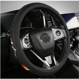 Premium Leather Steering Wheel Cover Compatible with Toyota Tacoma 4Runner Tundra Highlander Sequoia,Non-Slip, Breathable 15-16.5 inch