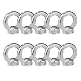 Pack of 10 Ring Nuts Stainless Steel M10 Eye Nuts, Threaded Eyelet Nut Ring Eyelets Hardware Ring Shaped Swing Hooks for Lifting Accessories