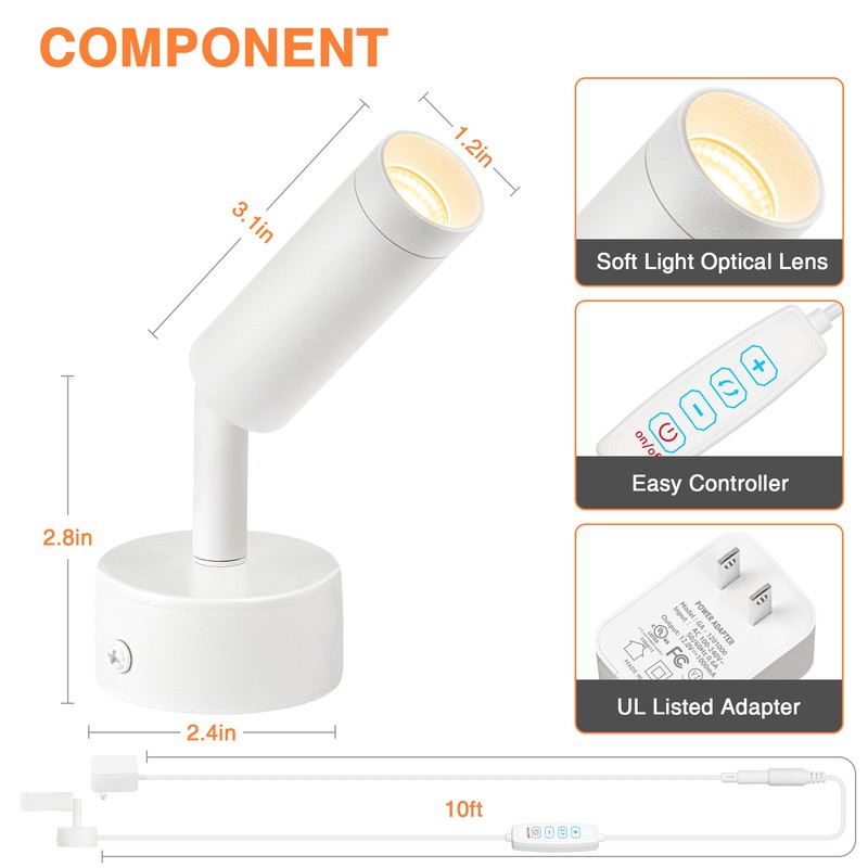 URTOM LED Spot Lights Indoor Uplighting Spotlight with Memory Function