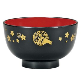 Miyamoto Soup Bowl, Black, 12.2 fl oz (360 ml), Soup Bowl, Hanami Rabbit