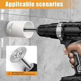 FOTYBEl Cutting Wheel for Drill, Rotary Tool Cutting Discs with 6pcs Steel Saw Blades, 1pc 1/4" Hex Short Shank, 1/4" Round Shank, 2pc 1/8" Round Shank, for Cutting PVC Pipe Wood Plastic Soft Metal