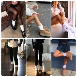 DRESHOW Women Slouch Socks Extra Long High Thigh Cotton Knit Socks Soft Scrunch Socks Warm Thick Long Knee High Boot Socks