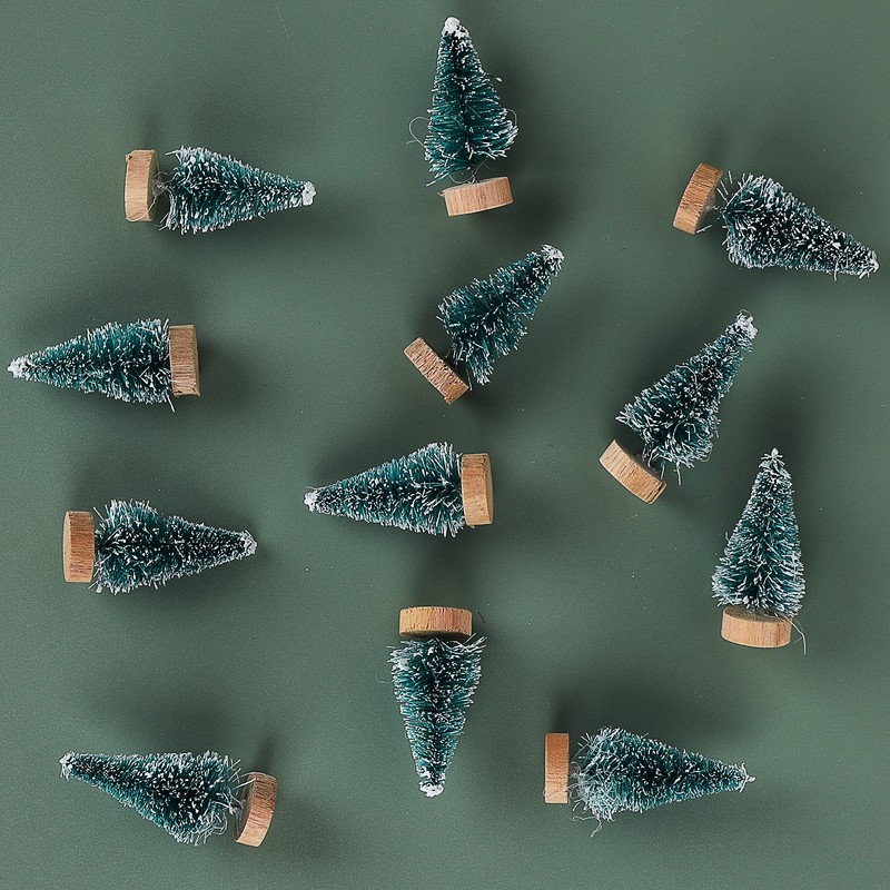 Pack of 12 Mini Christmas Tree, Artificial Bottle Brush, Christmas