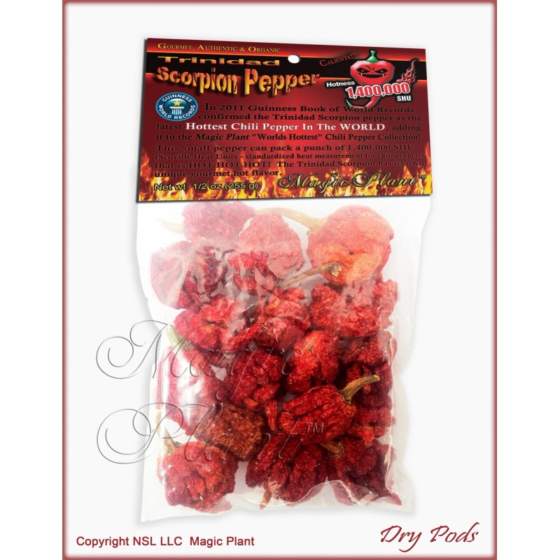 Magic Plant Farms Scorpion Pepper Whole Dried Pods 8oz (226.8g)