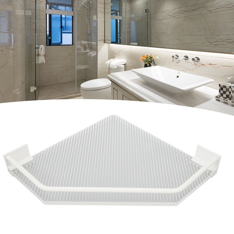 Drill Free Acrylic Bathroom Storage Shelf Space Aluminum Wall Mounted